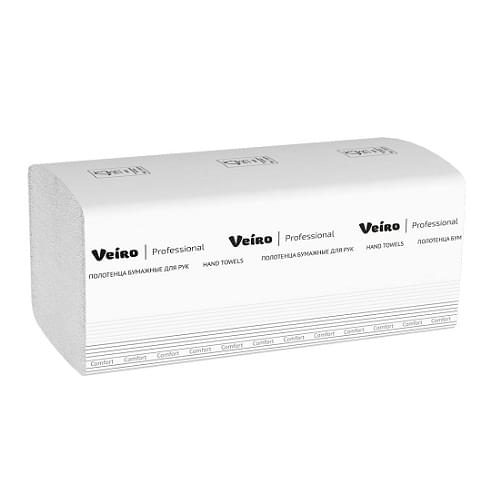 Полотенца для рук V-сложение Veiro Professional Lite, 1 слой, 200 листов (21*21,6), цвет белый 