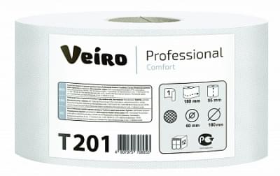 Туалетная бумага в средних рулонах Veiro Professional Comfort, цвет белый, 1 слой, 200м 