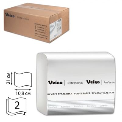 Туалетная бумага V-сложение Veiro Professional Comfort, цвет белый, 2 слоя, 250 листов, 210*108 мм