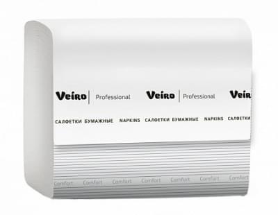 Салфетки бумажные V-сложение Veiro Professional Comfort, цвет белый, 2 слоя, 220 листов, 210*162 мм 